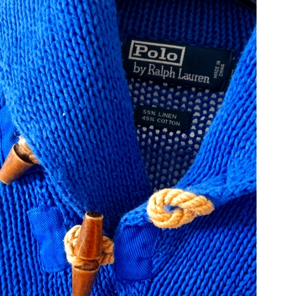 Polo by Ralph Lauren | Yacht Blue Shawl Neck Linen-Cotton Blend Sweater - Picture 12 of 16